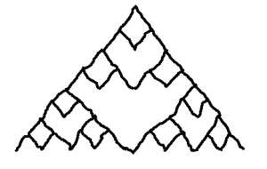 Step three for drawing a Sierpiński triangle.