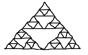 Step four for drawing a Sierpiński triangle.